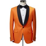 Custom Orange And Black Tuxedo For Men