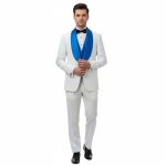 Custom White And Royal Blue Tuxedo For Men