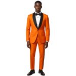 Custom Orange And Black Tuxedo For Men