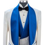 Custom White And Royal Blue Tuxedo For Men