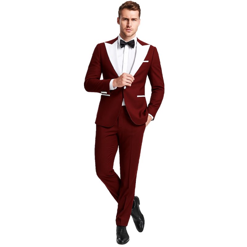 Maroon And White Tuxedo For Men