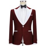 Custom Made Maroon And White Tuxedo For Men