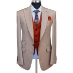 Elegant Beige Suit with Orange Vest