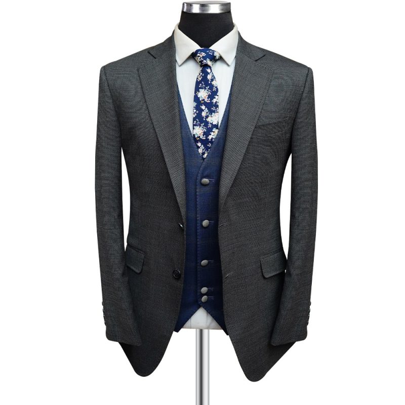 Charcoal Grey Suit With Navy Vest