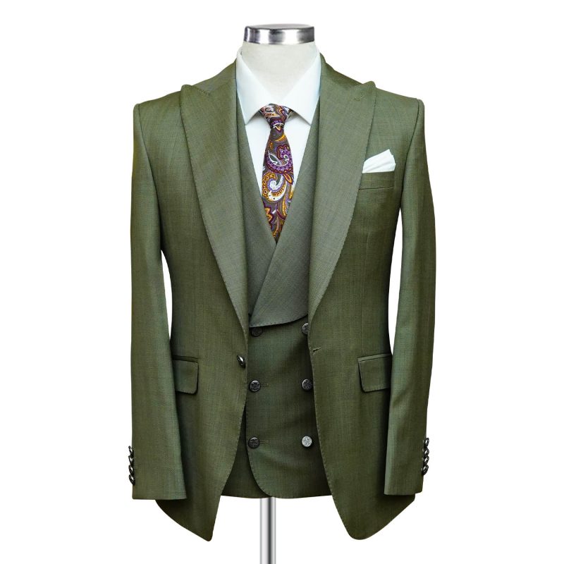 Self Textured Green Suit