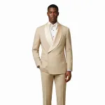 Andre Emilio Beige Double Breasted Tuxedo