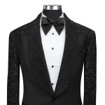 Designer Black Tuxedo With Beaded Sleeves & Lapel