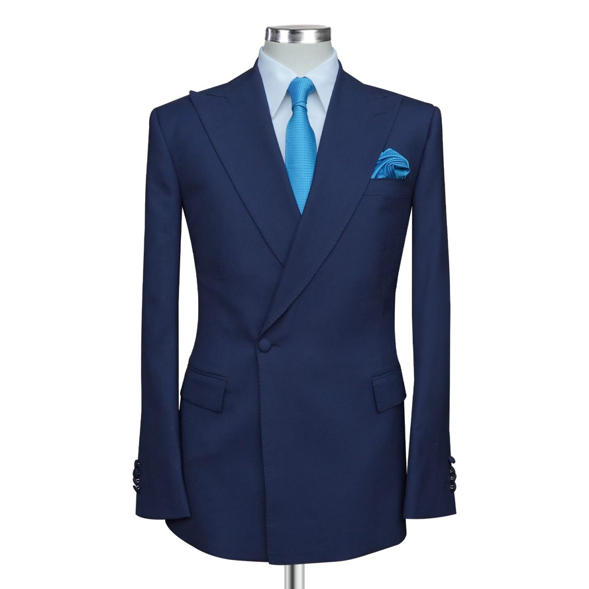 Navy Blue Single Button Double Breasted Suit