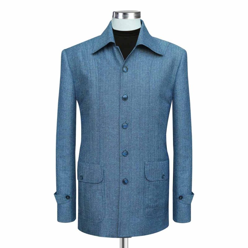 Blue Herringbone Coat