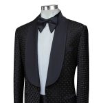 Luxury Hand Made Black Geometric Pattern Beaded Tuxedo For Men