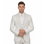 Andre Emilio Ivory Embellished Wedding Tuxedo Model