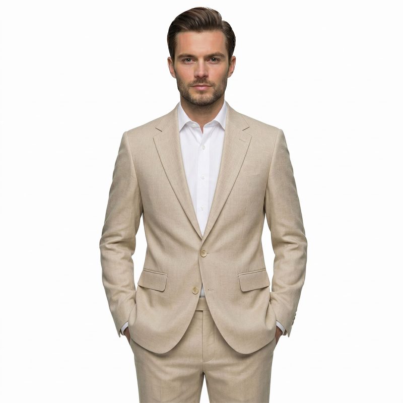 Custom Beige Linen Suit Men Andre Emilio