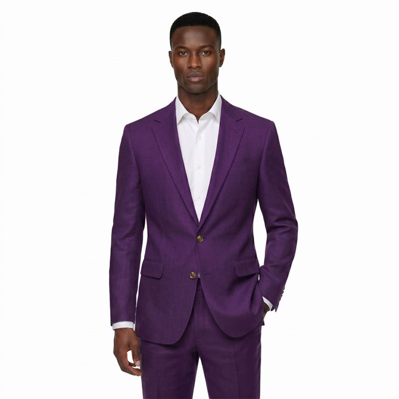 custom purple linen suit for men – André Emilio