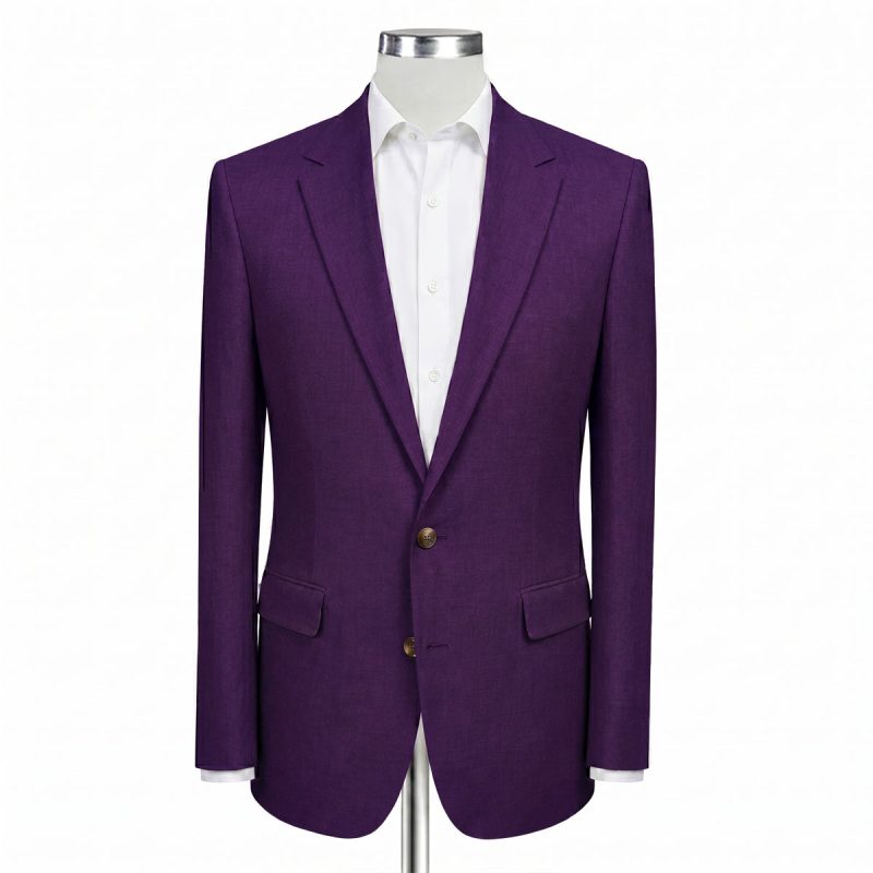 Front View Purple Linen Suit Men Andre Emilio