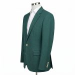 Custom Forest Green Linen Suit Gold Buttons Andre Emilio