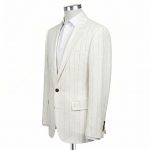 Custom Ivory Pinstripe Linen Suit Men Andre Emilio
