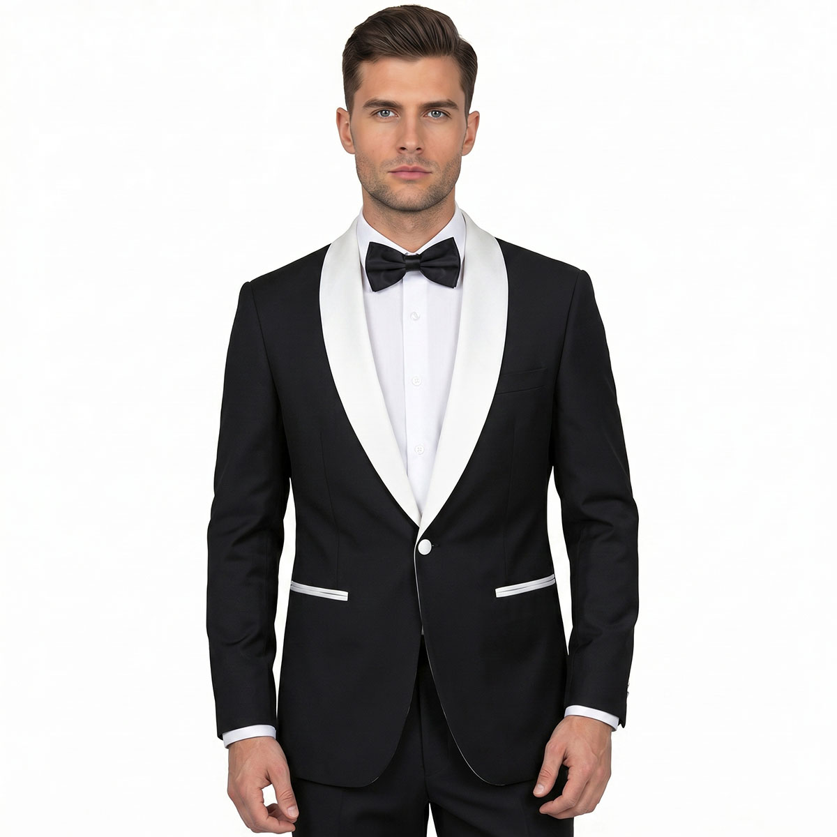Andre Emilio Black Dinner Jacket With White Lapel