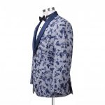Andre Emilio Luxury Grey Tuxedo With Navy Blue Embroidery